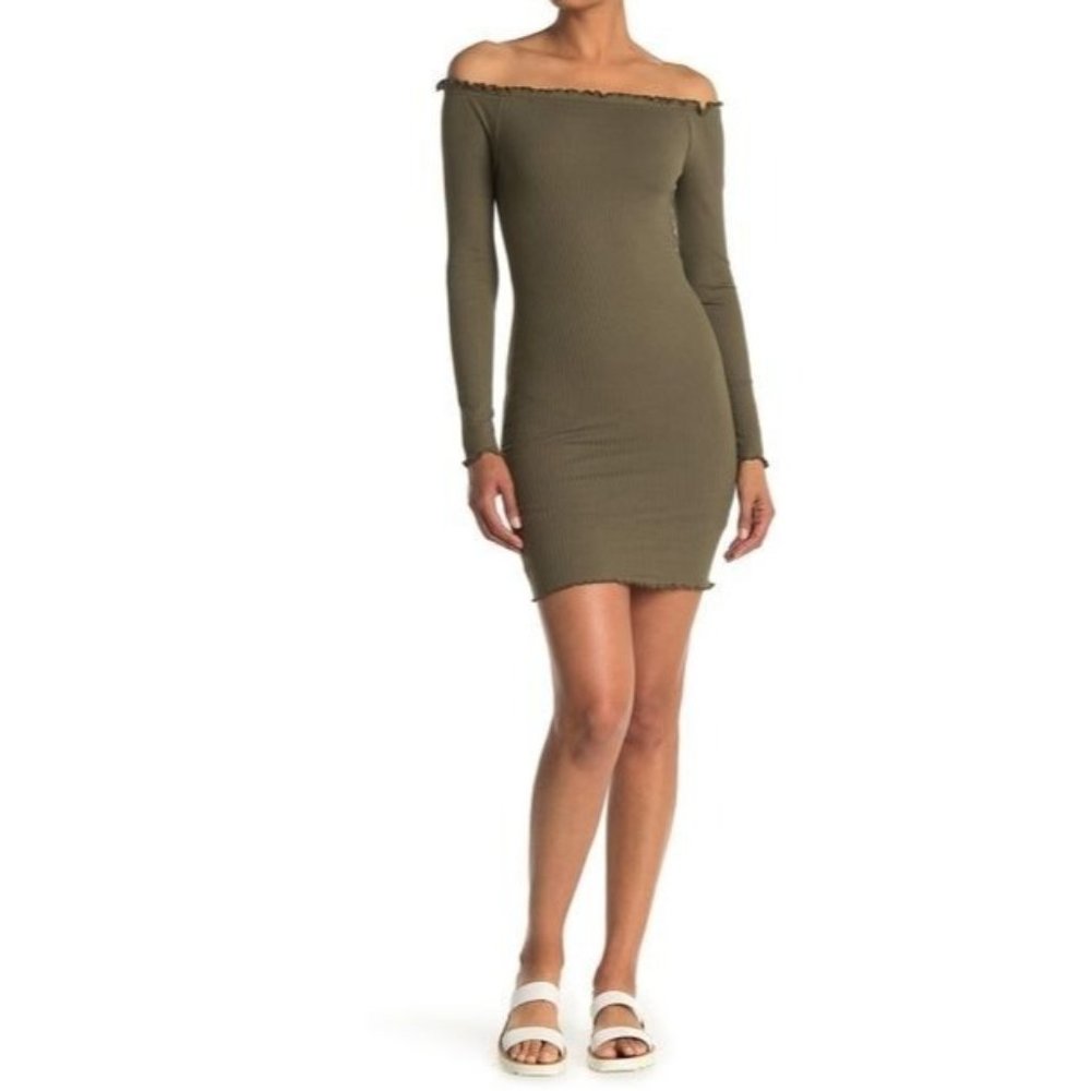 NWT Vero Moda Off The Shoulder Green Bodycon Dress SZ S